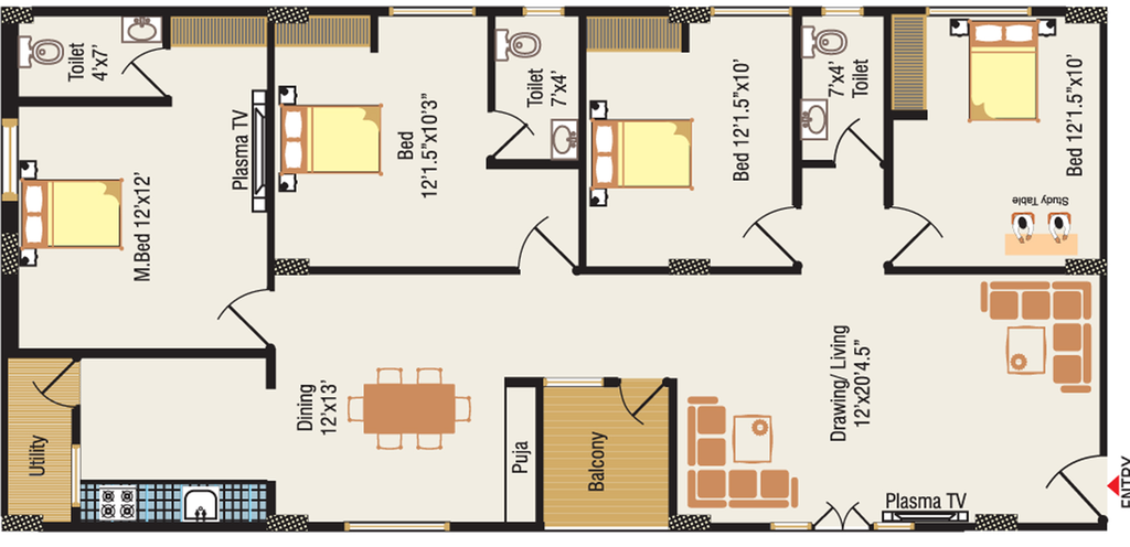4 BHK Flat in Shri Sree Salasar Gardenia in Bowenpally, Hyderabad - Image 844471