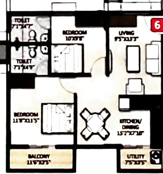 2 BHK Flat in PSR Serene Springs in Varthur, Bangalore - Image 836095