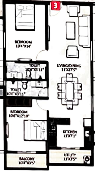2 BHK Flat in PSR Serene Springs in Varthur, Bangalore - Image 836096