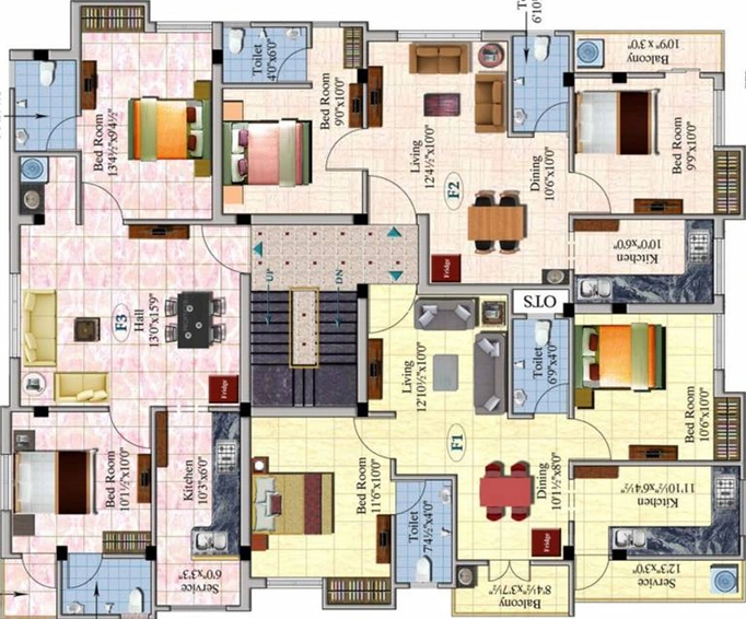 Floor Plan of Rajus Aishwaryam in Perambur, Chennai - Image 234660