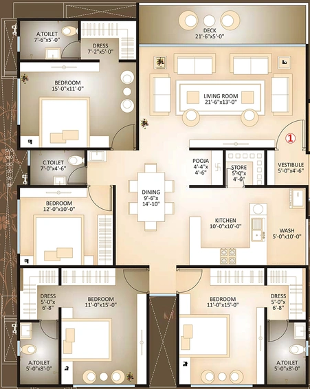 4 BHK Flat in Happy Elanza in Vesu, Surat - Image 846174