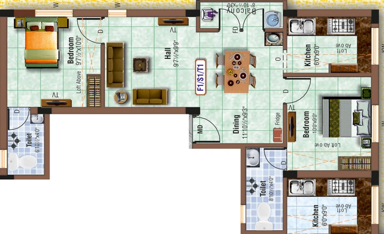 2 BHK Flat in Rajus Nivas in Kolathur, Chennai - Image 837147