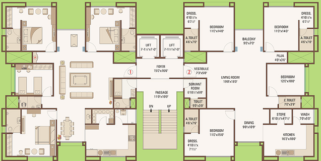 Floor Plan of Happy Capital Life in Vesu, Surat - Image 251590
