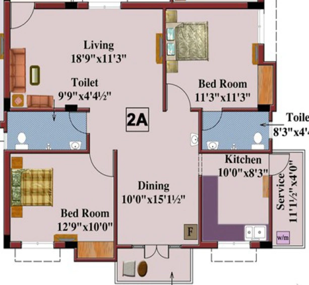 2 BHK Flat in Rajus Galaxy in Korattur, Chennai - Image 837153