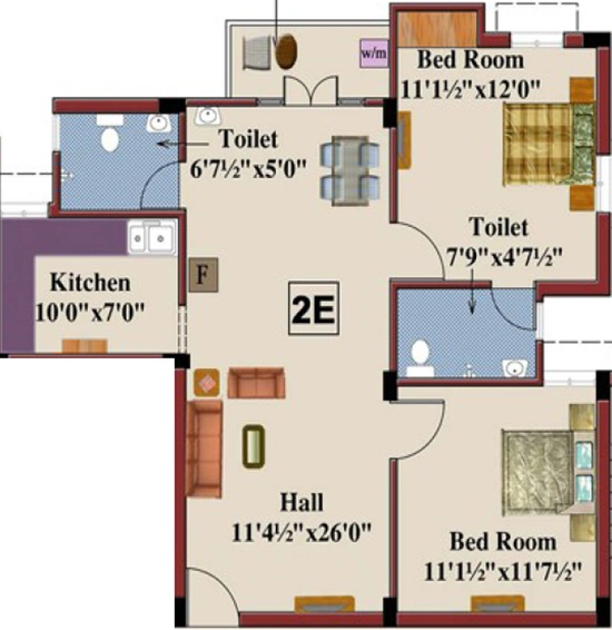 2 BHK Flat in Rajus Galaxy in Korattur, Chennai - Image 837151