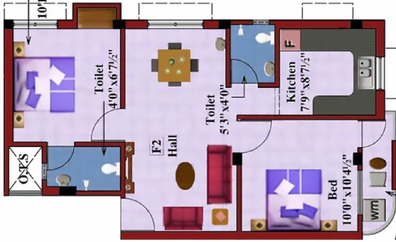 2 BHK Flat in Rajus Govind in Ayanambakkam, Chennai - Image 837176
