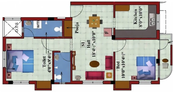 2 BHK Flat in Rajus Govind in Ayanambakkam, Chennai - Image 837177