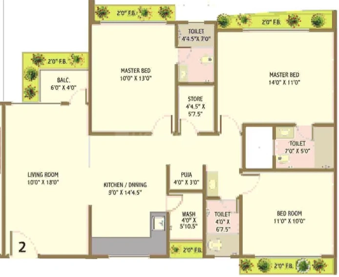 3 BHK Flat in Happy Nandanvan 3 in Vesu, Surat - Image 846309