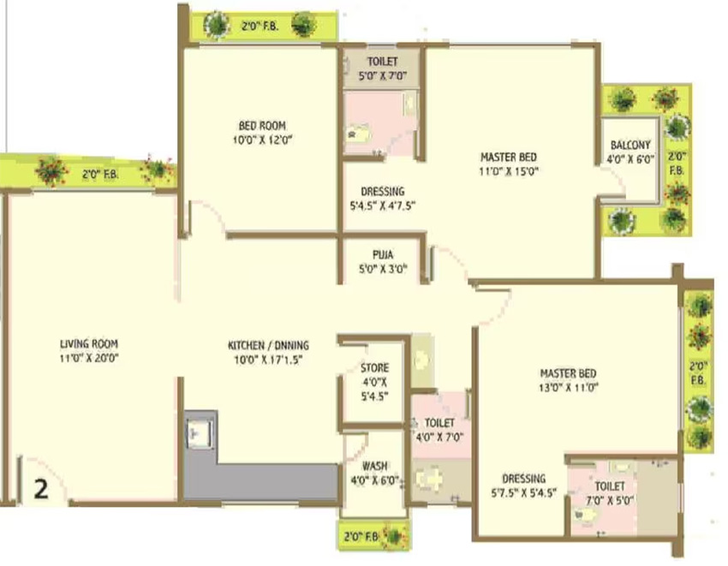 3 BHK Flat in Happy Nandanvan 3 in Vesu, Surat - Image 846572