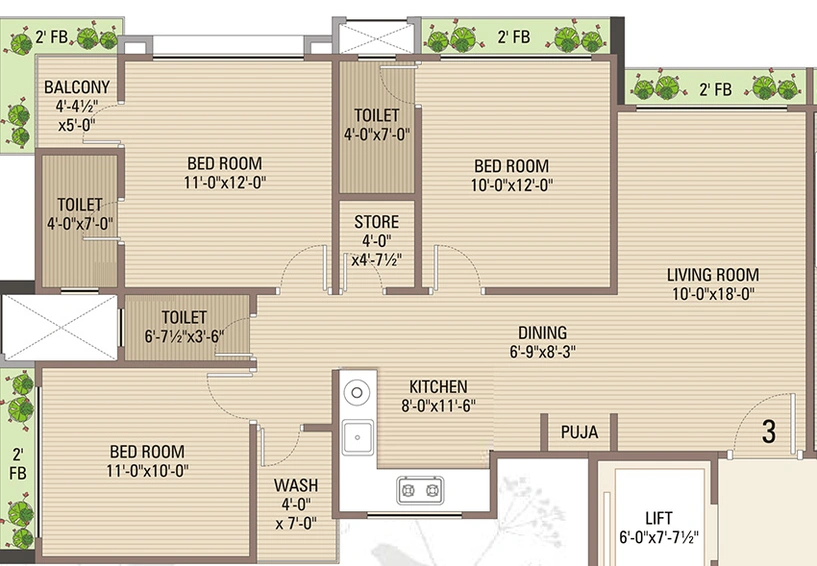 3 BHK Flat in Happy Nakshatra View in Palanpur, Surat - Image 846293