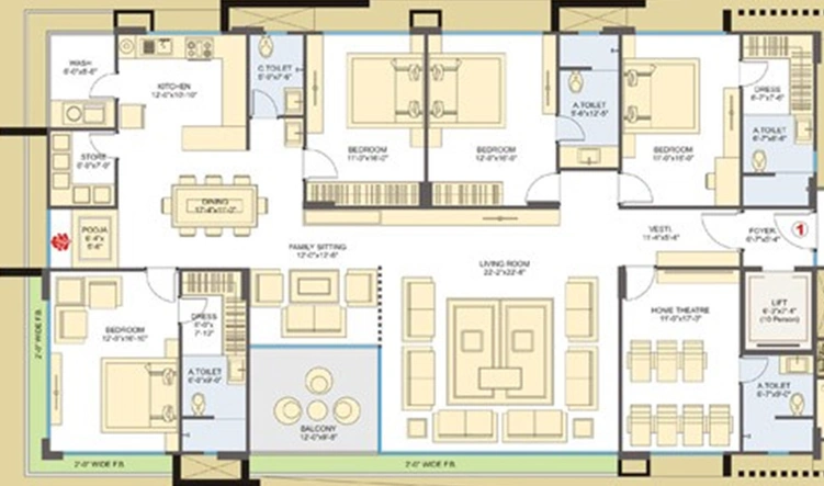 4 BHK Flat in Happy Exotica in Dumas Road, Surat - Image 846200