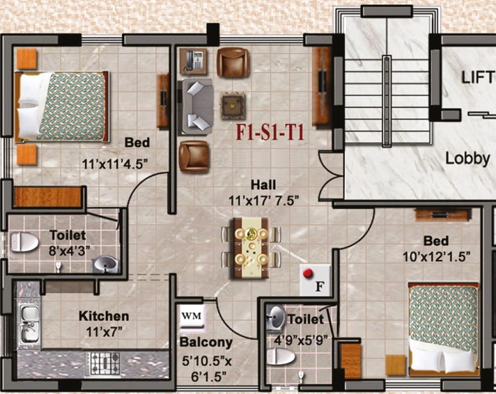 2 BHK Flat in Rajus Nakshatra in Ayanavaram, Chennai - Image 837294