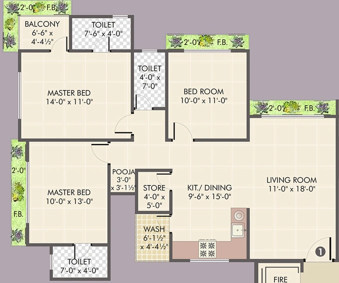 3 BHK Flat in Happy Nandini 3 in Vesu, Surat - Image 846320