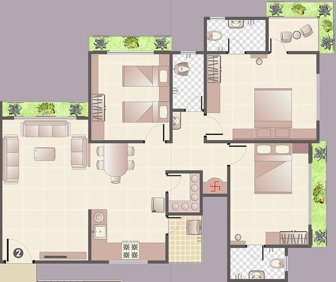3 BHK Flat in Happy Nandini 3 in Vesu, Surat - Image 846321
