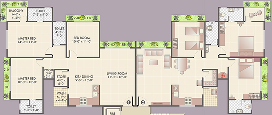 Floor Plan of Happy Nandini 3 in Vesu, Surat - Image 252152