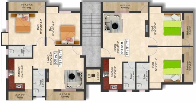 Floor Plan of Arjun Oscar Homes in Kolathur, Chennai - Image 227896