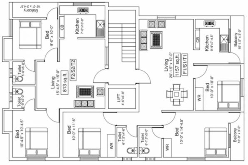 Floor Plan of Arjun Cavins in Kolathur, Chennai - Image 227736