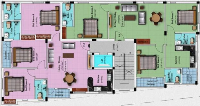 Floor Plan of Arjun Saraswathy Flats in Kolathur, Chennai - Image 227728