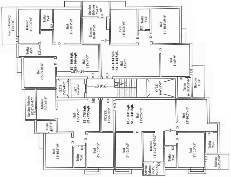 Floor Plan of Arjun GV Flats in Ambattur, Chennai - Image 227507