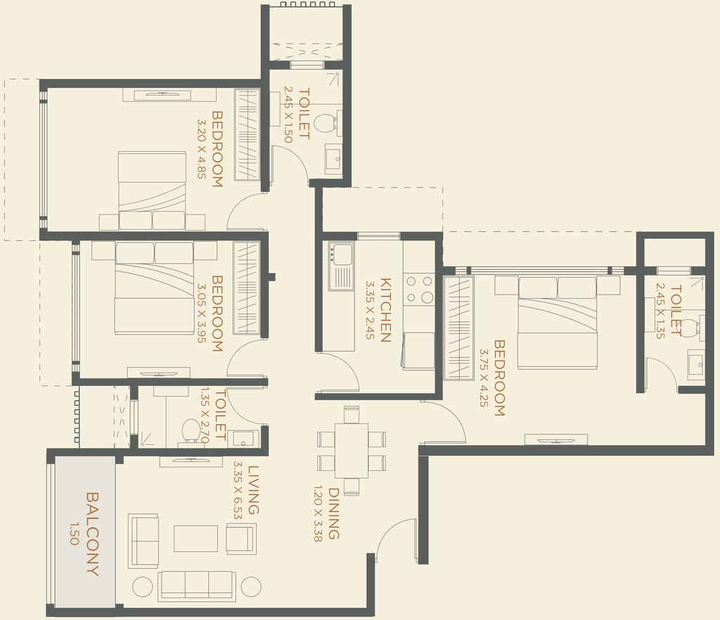 3 BHK Flat in NDW Aquagem in Mazgaon, Mumbai - Image 875984