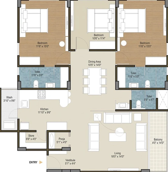 3 BHK Flat in Deep Indraprasth Living in Bopal, Ahmedabad - Image 848350
