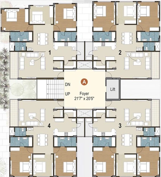 Floor Plan of Deep Indraprasth Living in Bopal, Ahmedabad - Image 262672