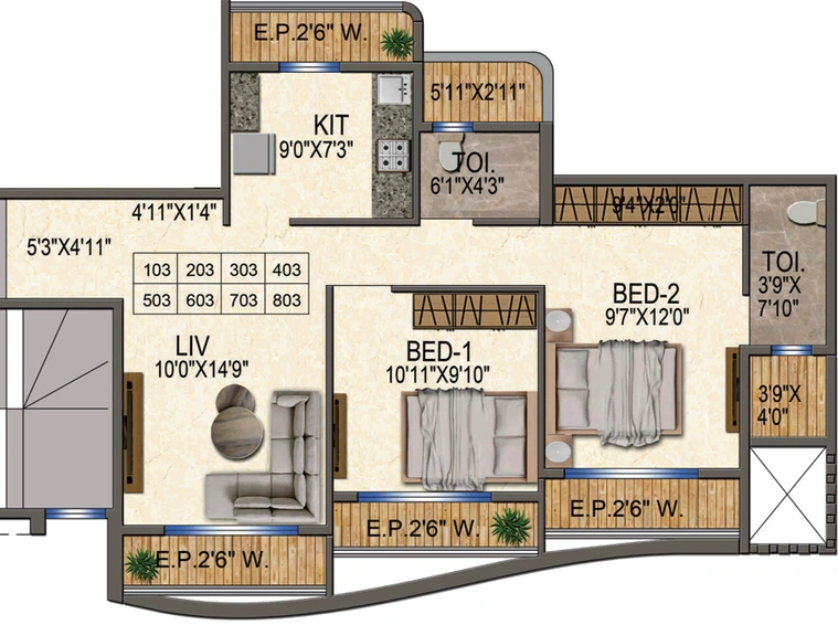 2 BHK Flat in Swaminath The Palladium in Dombivli, Thane - Image 815777