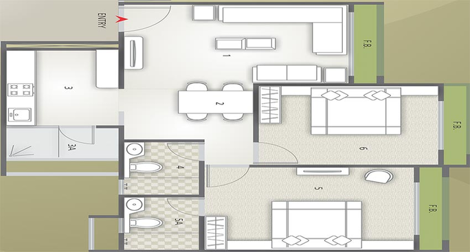 2 BHK Flat in Goyal Orchid Elegance in South Bopal, Ahmedabad - Image 848825
