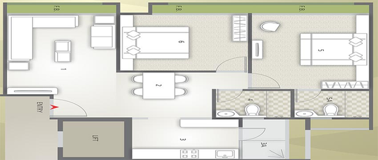 2 BHK Flat in Goyal Orchid Elegance in South Bopal, Ahmedabad - Image 848826
