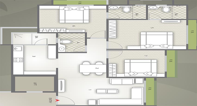 3 BHK Flat in Goyal Orchid Elegance in South Bopal, Ahmedabad - Image 850075