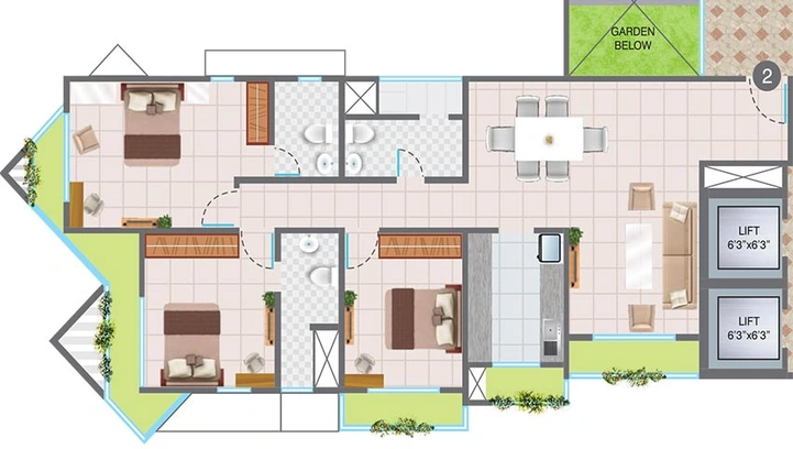 3 BHK Flat in Nandivardhan Oasis Sapphire in Thane West, Thane - Image 842457