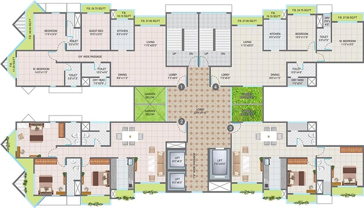 Floor Plan of Nandivardhan Oasis Sapphire in Thane West, Thane - Image 244769