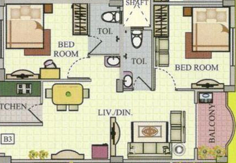 2 BHK Flat in Satellite Sree Radhe Apartment in Lake Town, Kolkata - Image 836392