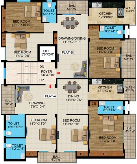 Floor Plan of NK Silver Ferns in Hinoo, Ranchi - Image 261280