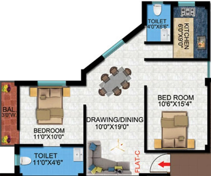 2 BHK Flat in Nk Palm in Pundag, Ranchi - Image 849612
