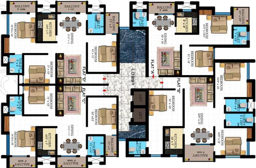 Floor Plan of NK Ginni Enclave in Upper Chutia, Ranchi - Image 261229
