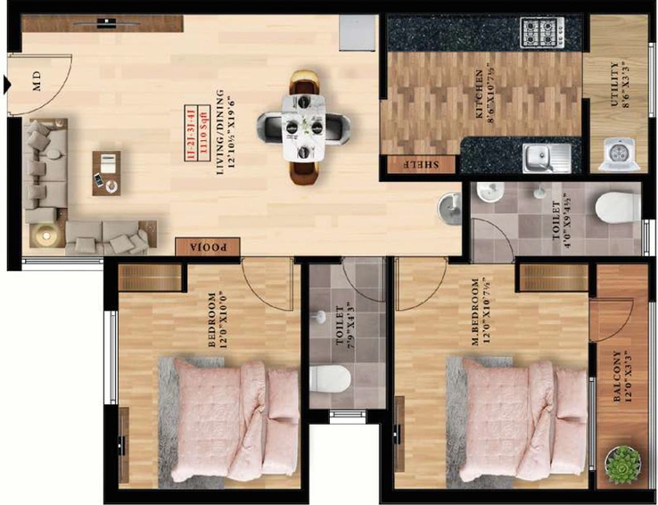 2 BHK Flat in ATH Crown in Chitlapakkam, Chennai - Image 837340