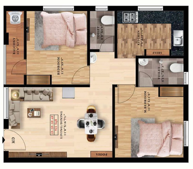 2 BHK Flat in ATH Crown in Chitlapakkam, Chennai - Image 837338