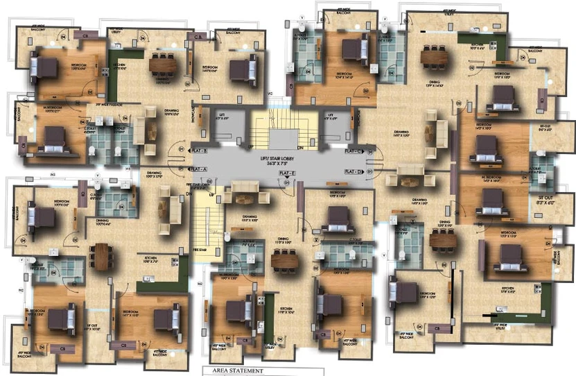 Floor Plan of Global Anand in Rishabh Nagar, Ranchi - Image 261053