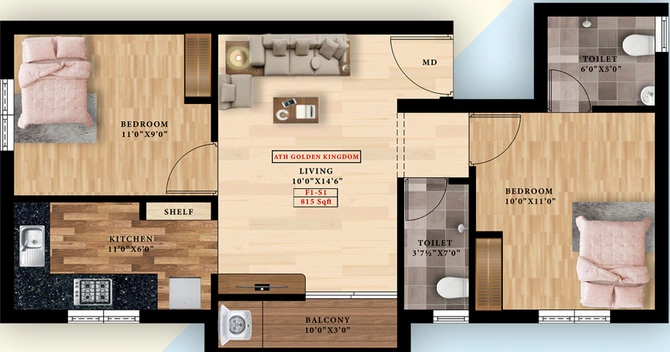 2 BHK Flat in ATH Golden Gate in Pammal, Chennai - Image 837375
