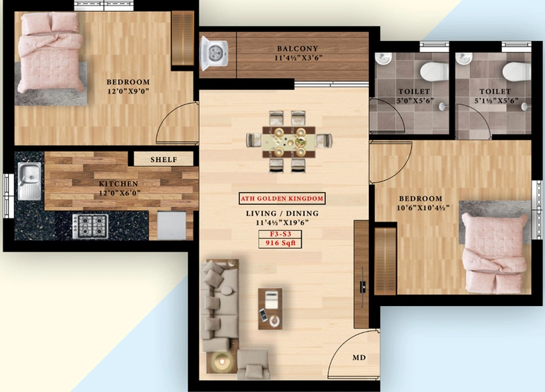 2 BHK Flat in ATH Golden Gate in Pammal, Chennai - Image 837376