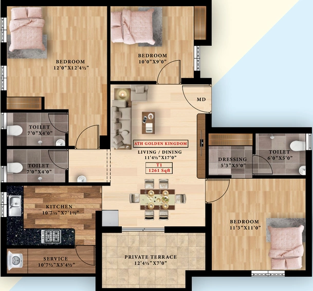 3 BHK Flat in ATH Golden Gate in Pammal, Chennai - Image 837378