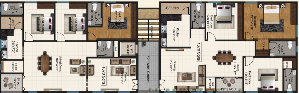 Floor Plan of Sai Hema Residency in Nallagandla, Hyderabad - Image 314557