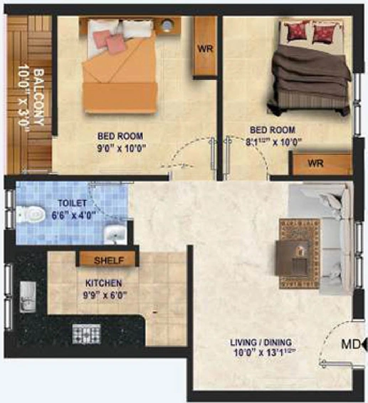 2 BHK Flat in ATH Floral in Anakaputhur, Chennai - Image 837466