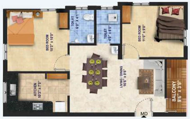 2 BHK Flat in ATH Floral in Anakaputhur, Chennai - Image 837467