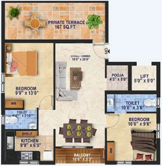 2 BHK Flat in ATH Floral in Anakaputhur, Chennai - Image 837468