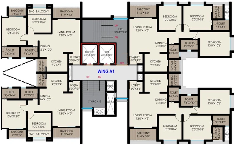 Floor Plan of Sahyadri Plumeria in Moshi, Pune - Image 121647