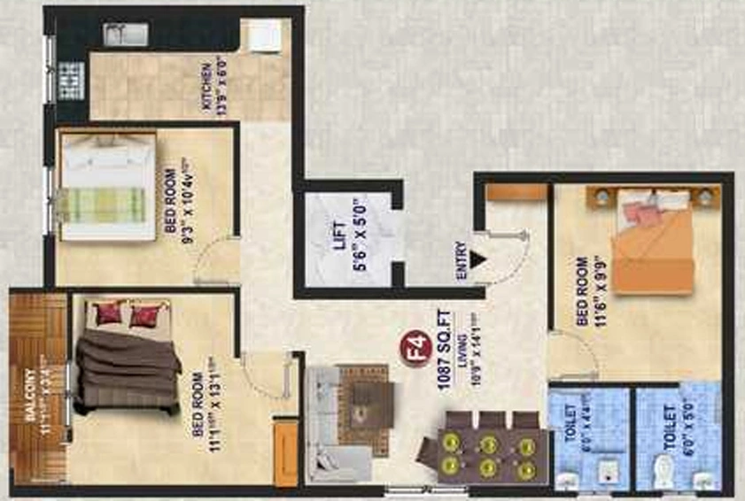 3 BHK Flat in ATH Sigma in Pammal, Chennai - Image 837489