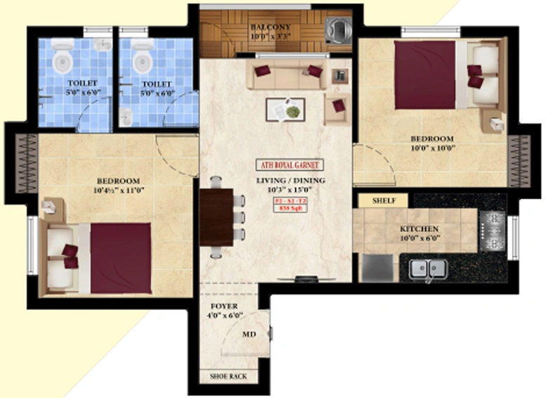 2 BHK Flat in ATH Royal Garnet in Pammal, Chennai - Image 837537