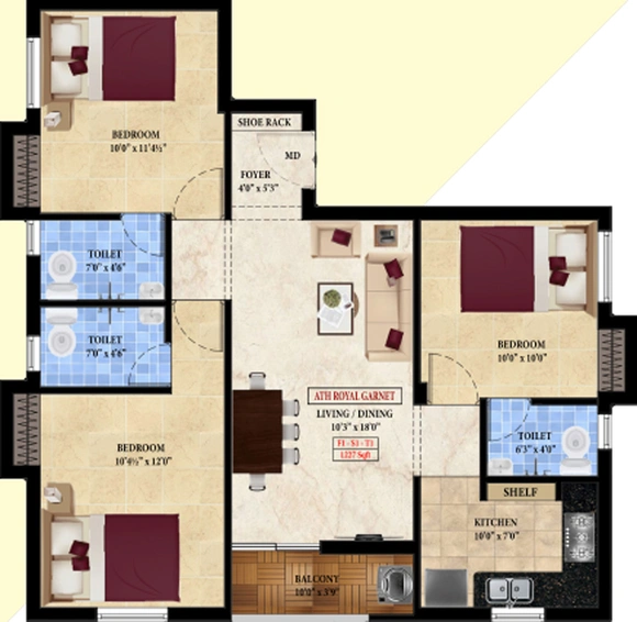 3 BHK Flat in ATH Royal Garnet in Pammal, Chennai - Image 837540